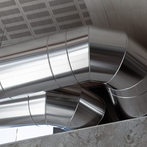 Big Heating Ducts in a Industrial Building Interior